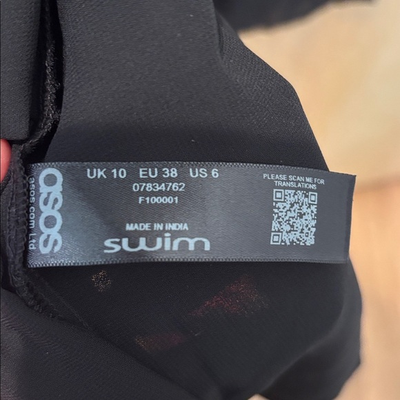 ASOS Swim Sarong Black Sheer Wrap Skirt NWT Size 6 - Picture 5 of 7